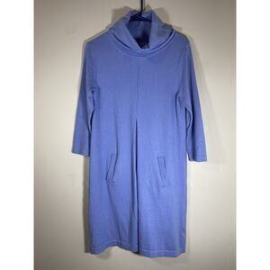 Tyler Boe Kim Dress Women's XSMALL Cowl Neck Blue Midi Sweater A-Line Shift Fall